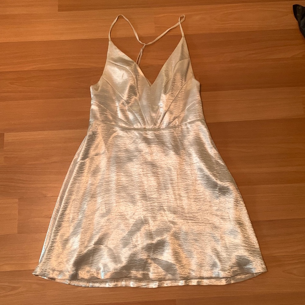 Urban Outfitters Kimchi Blue - Iridescent Satin Babydoll Slip Mini Dress
